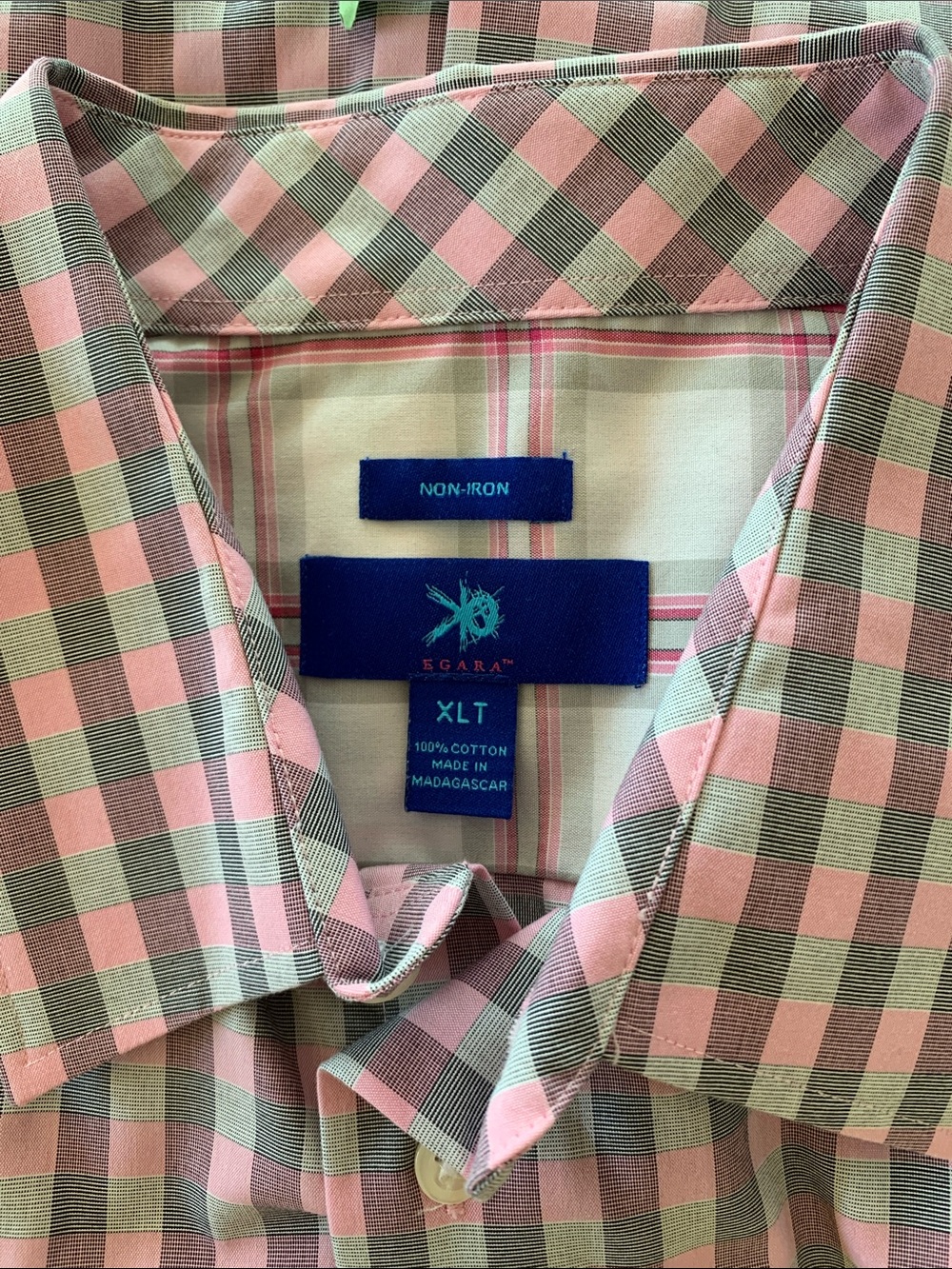 Egara Pink and Black Check Cotton Dress Shirt